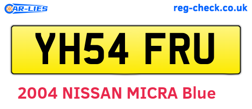 YH54FRU are the vehicle registration plates.