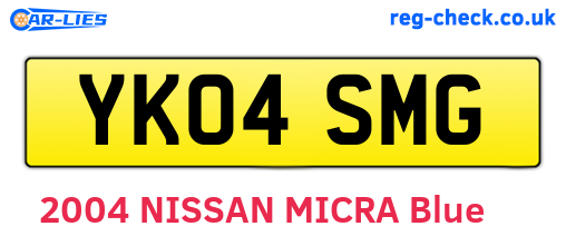 YK04SMG are the vehicle registration plates.