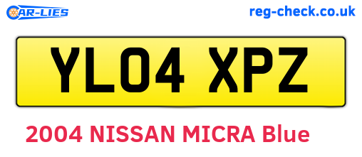 YL04XPZ are the vehicle registration plates.
