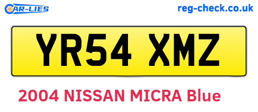 YR54XMZ are the vehicle registration plates.