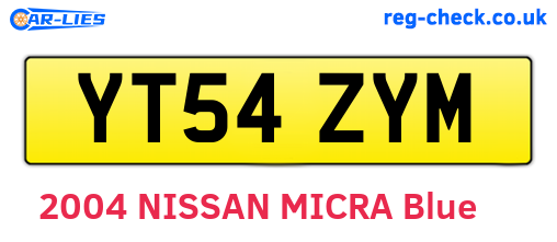 YT54ZYM are the vehicle registration plates.