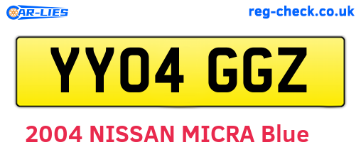 YY04GGZ are the vehicle registration plates.