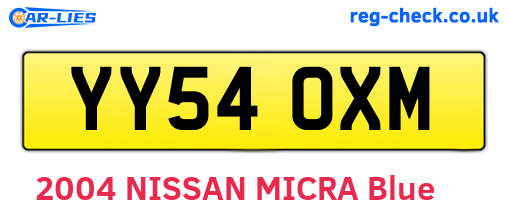 YY54OXM are the vehicle registration plates.
