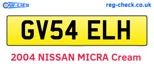 GV54ELH are the vehicle registration plates.