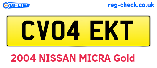 CV04EKT are the vehicle registration plates.