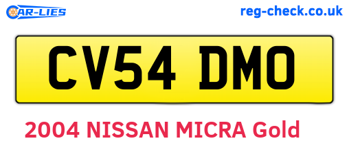 CV54DMO are the vehicle registration plates.