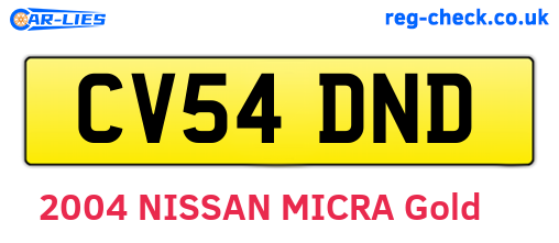 CV54DND are the vehicle registration plates.