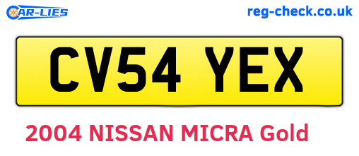 CV54YEX are the vehicle registration plates.