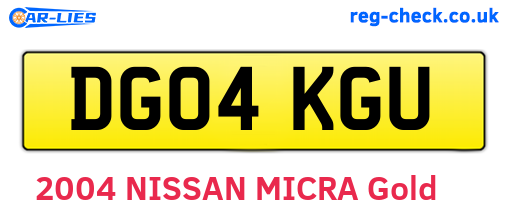 DG04KGU are the vehicle registration plates.