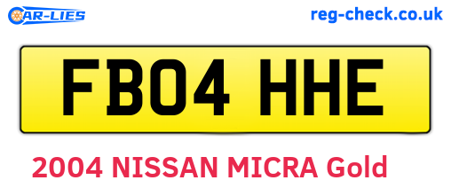 FB04HHE are the vehicle registration plates.