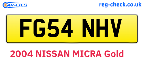 FG54NHV are the vehicle registration plates.