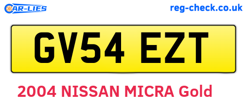 GV54EZT are the vehicle registration plates.
