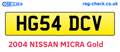 HG54DCV are the vehicle registration plates.