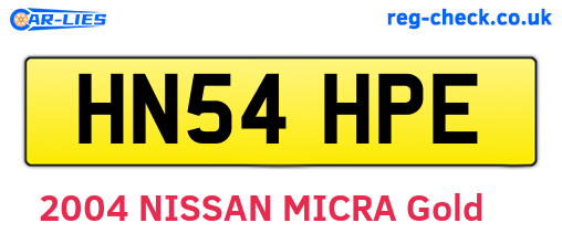 HN54HPE are the vehicle registration plates.