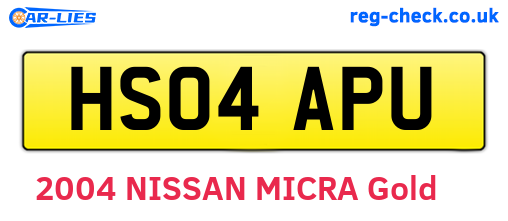 HS04APU are the vehicle registration plates.