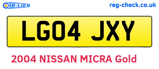 LG04JXY are the vehicle registration plates.
