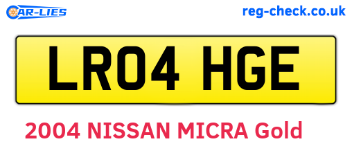 LR04HGE are the vehicle registration plates.