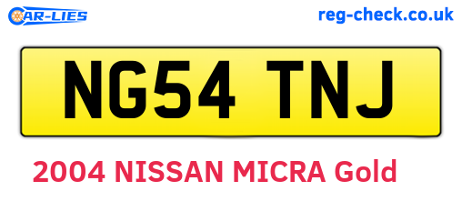 NG54TNJ are the vehicle registration plates.
