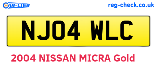 NJ04WLC are the vehicle registration plates.