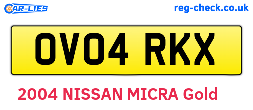 OV04RKX are the vehicle registration plates.