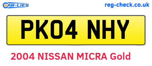 PK04NHY are the vehicle registration plates.