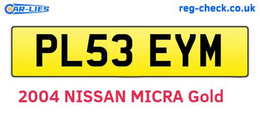 PL53EYM are the vehicle registration plates.