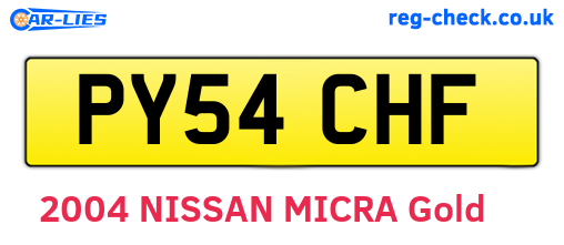 PY54CHF are the vehicle registration plates.