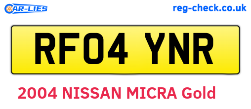 RF04YNR are the vehicle registration plates.