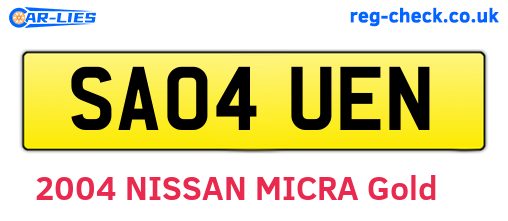 SA04UEN are the vehicle registration plates.