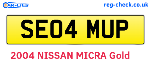 SE04MUP are the vehicle registration plates.