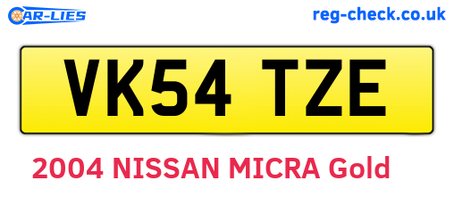 VK54TZE are the vehicle registration plates.