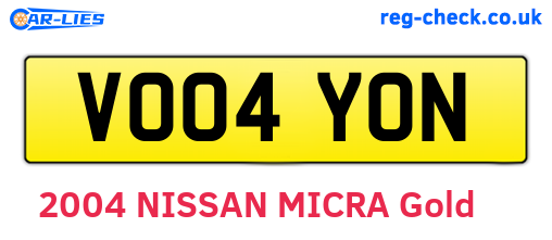 VO04YON are the vehicle registration plates.