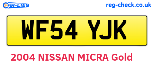 WF54YJK are the vehicle registration plates.