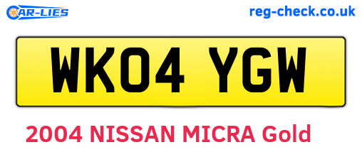 WK04YGW are the vehicle registration plates.