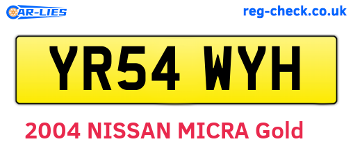 YR54WYH are the vehicle registration plates.