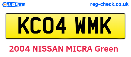 KC04WMK are the vehicle registration plates.