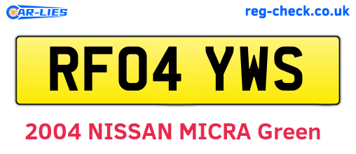 RF04YWS are the vehicle registration plates.