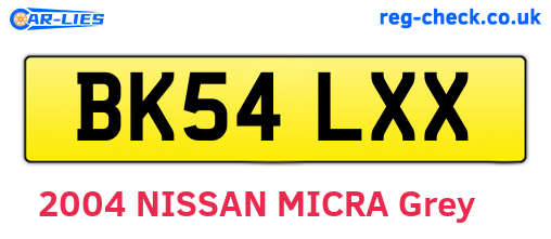 BK54LXX are the vehicle registration plates.
