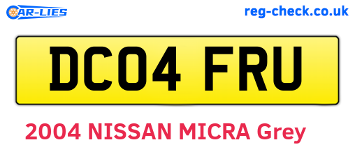 DC04FRU are the vehicle registration plates.