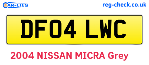 DF04LWC are the vehicle registration plates.