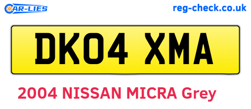 DK04XMA are the vehicle registration plates.