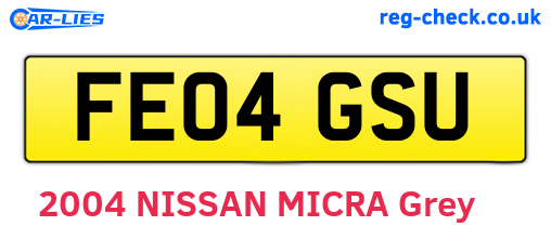 FE04GSU are the vehicle registration plates.
