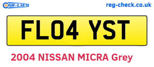FL04YST are the vehicle registration plates.