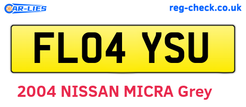FL04YSU are the vehicle registration plates.