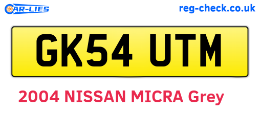 GK54UTM are the vehicle registration plates.