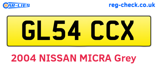 GL54CCX are the vehicle registration plates.