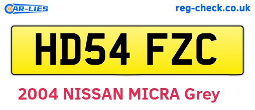 HD54FZC are the vehicle registration plates.