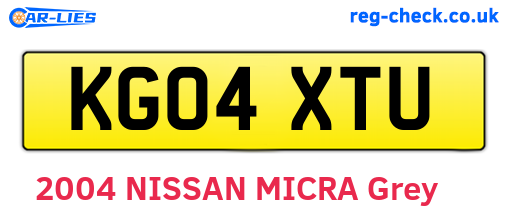 KG04XTU are the vehicle registration plates.
