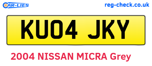KU04JKY are the vehicle registration plates.