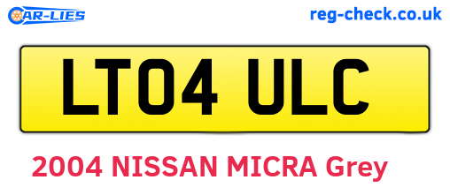 LT04ULC are the vehicle registration plates.